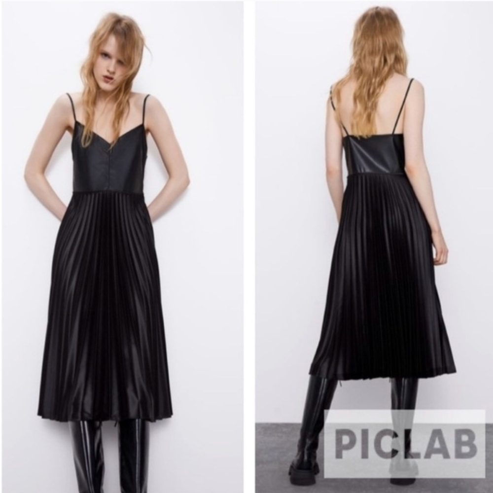 Zara Black Satin Midi Dress